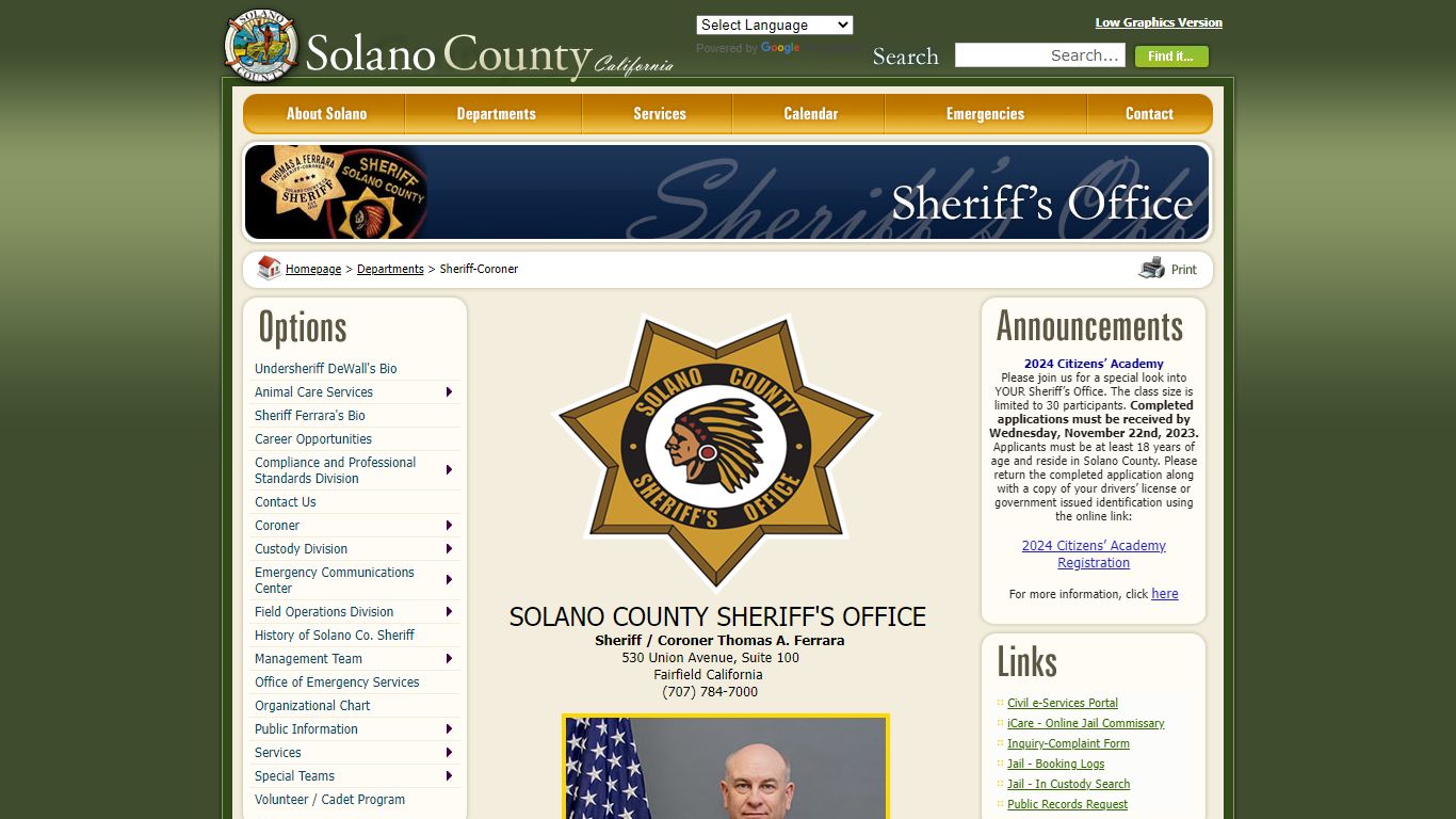 Solano County - Sheriff-Coroner - Solano County, California